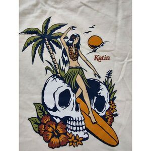Katin Rambler T-Shirt Youth L White‎ Skull Hawaiian Beach Organic Cotton New